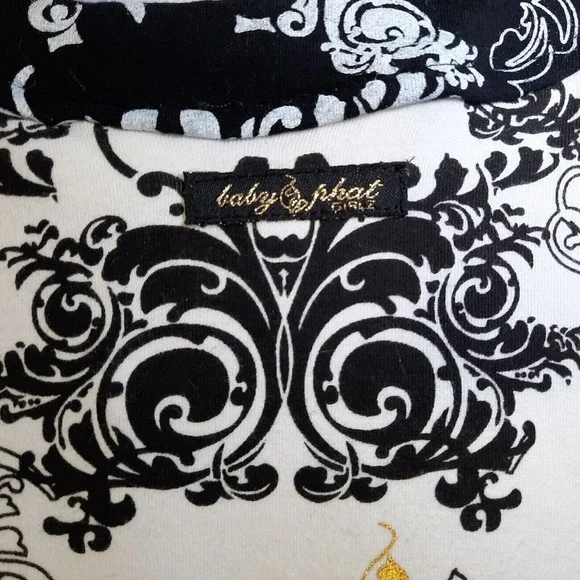 Y2K‎ Baby Phat Girl Dress 5 6 White Embroidered Ruffle Bow Gold Cat Logo Cottage - Picture 12 of 13